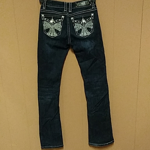 L A Idol women's size 3 embellished jeans 26.5x33 - Picture 4 of 8